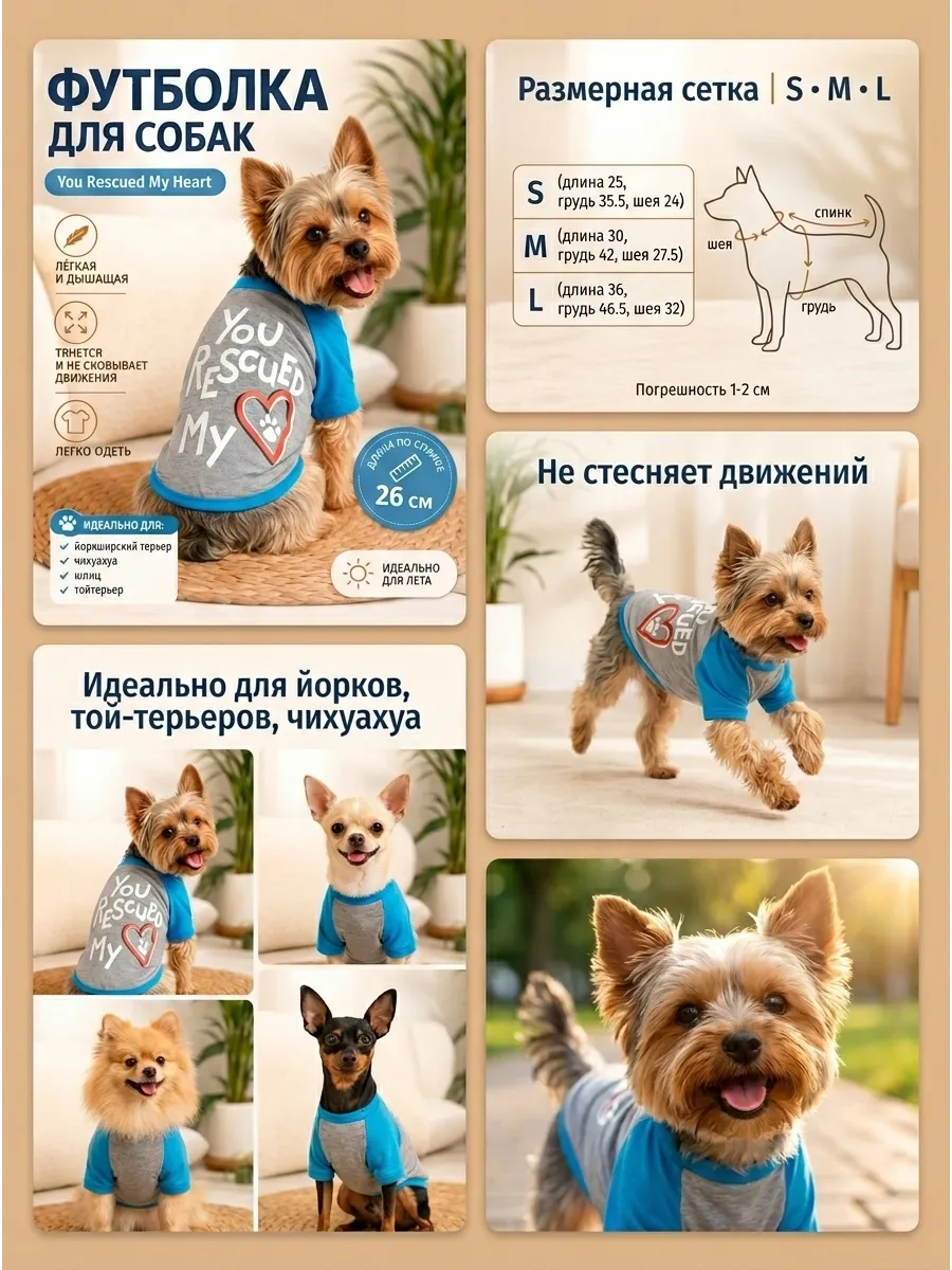 Футболка для собак мелких пород летняя